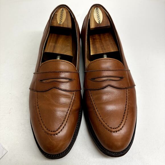 VERY GOOD Alden 685 Full Strap Slip-On Penny Loafer (Burnished Tan Calf) 9.5 A/C - Picture 2 of 13